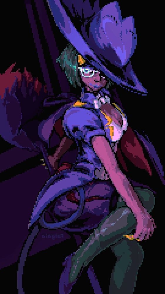 My OC, Blaire, Honchkrow-aspect. Part of a parallel design side project focused on a group of mythic pokemon-bound magical girls who fight the Veiled Cults (see Giratina). Blaire is bonded with the soul of Mew and can transform based on the Pokemon souls of previous Veiled Cultists she has fought.