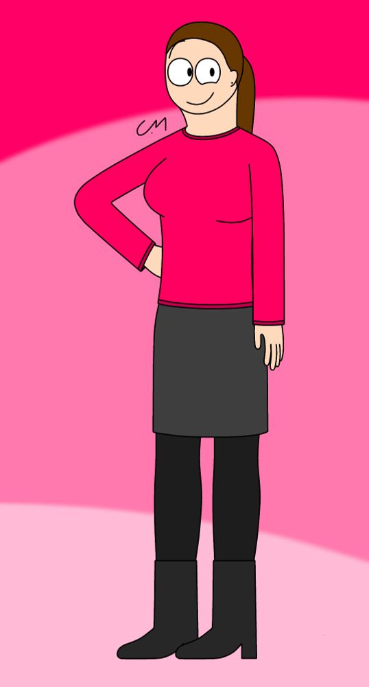Caroline, my latest original character, standing in front of a background with three different shades. She is grinning and putting one of her hands on the side of her waist.

Created with ibisPaint.