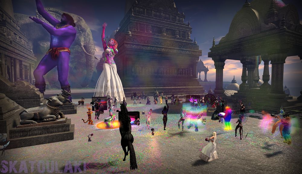 Flash Mob at Holi, Fantasy Faire, Second Life