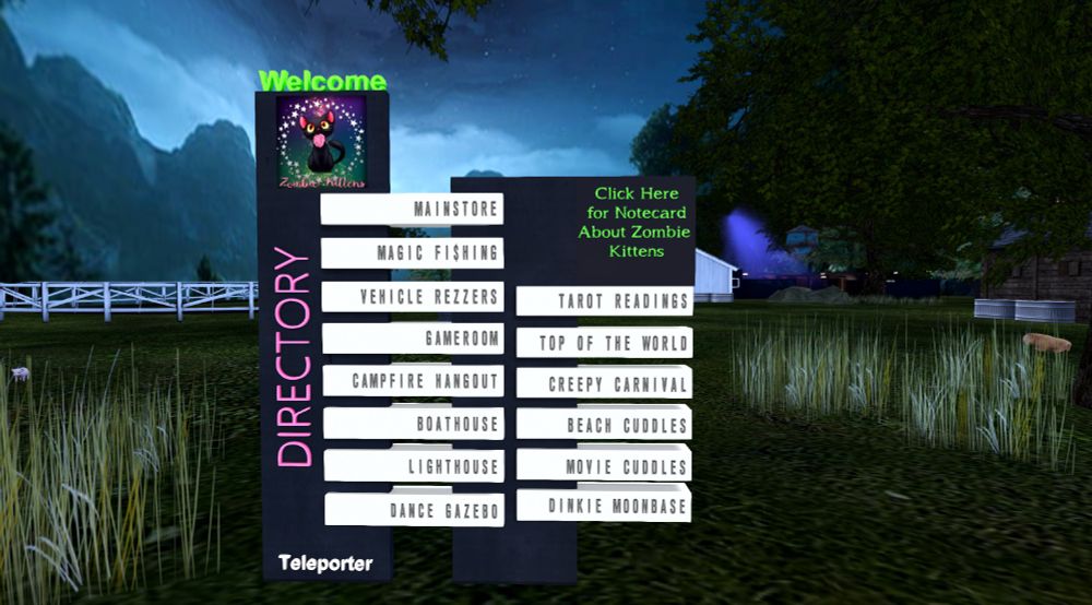 Teleporter at Zombie Kittens store in Second Life