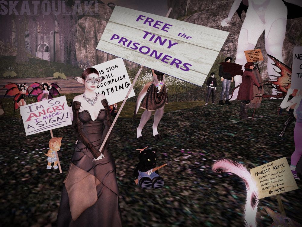 Free the tiny prisoners protest, Fantasy Faire, Second Life