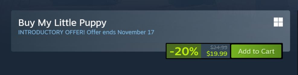 My Little Puppy Steam page buying section