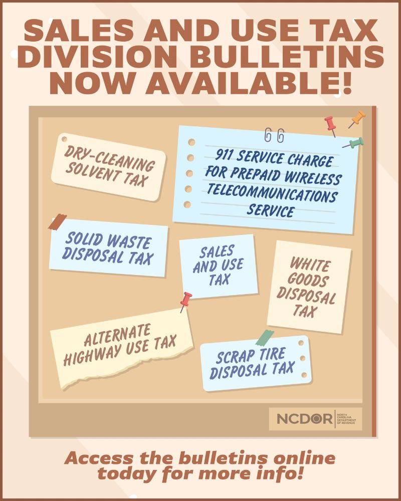 Tax bulletins now available: dry-cleaning solvent tax solid waste disposal tax 911 service charge for prepaid wireless telecommunications service sales and use tax white goods disposal tax scrap tire disposal tax