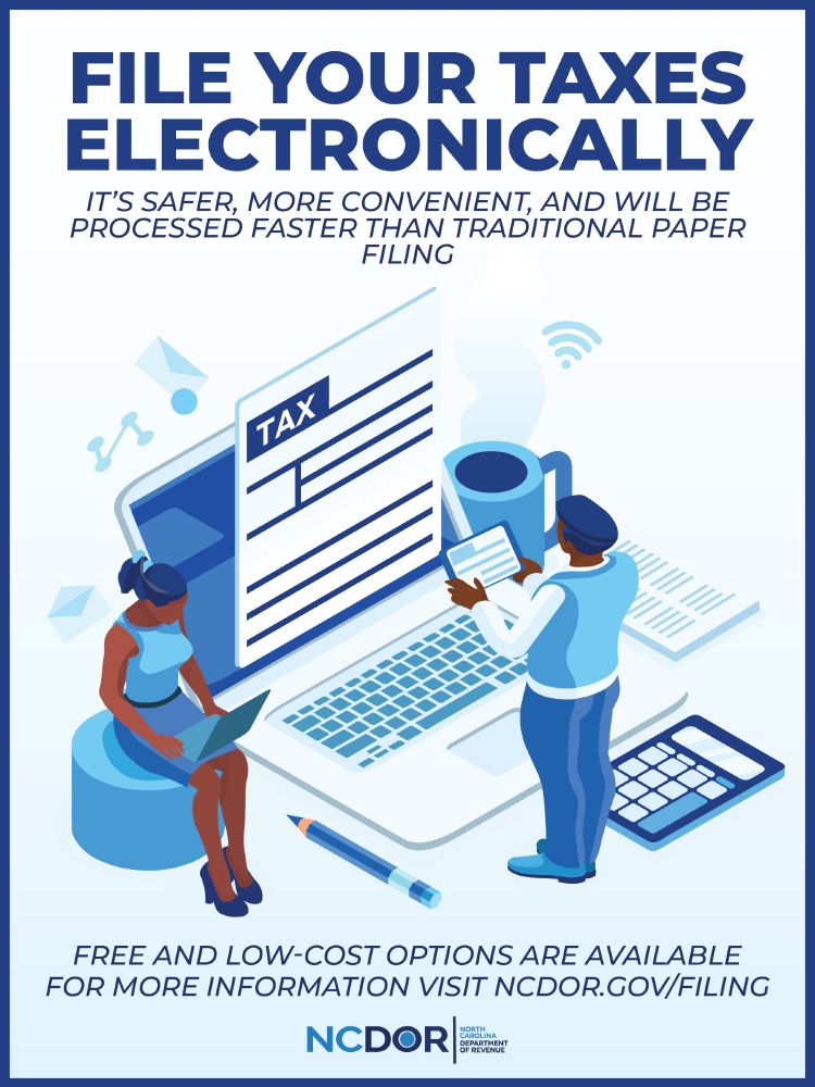 File your taxes electronically. It's safer, more convenient, and will be processed faster than traditional paper filing. Free and low-cost options are available for more information visit ndor.gov/filing.
