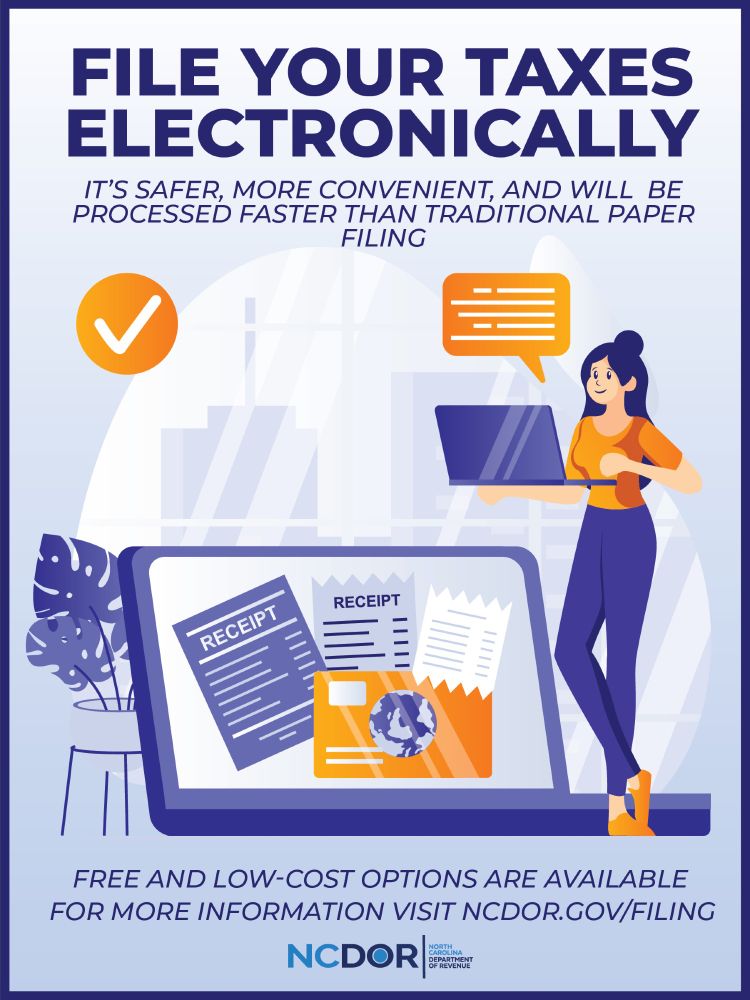 File your taxes electronically. It's safer, more convenient, and will be processed faster than traditional paper filing. Free and low-cost options are available for more information visit ndor.gov/filing.