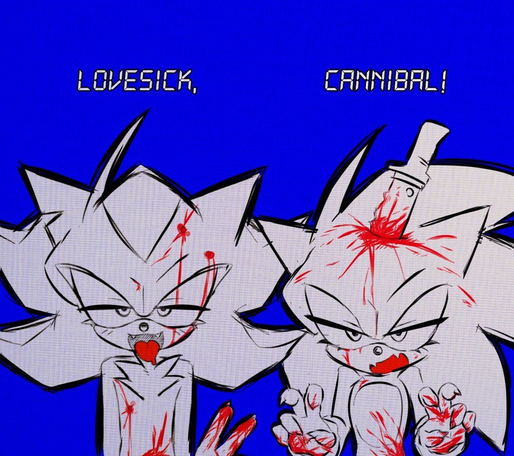 redraw of "LOVESICK, CANNIBAL!" cover by femtanyl. 
