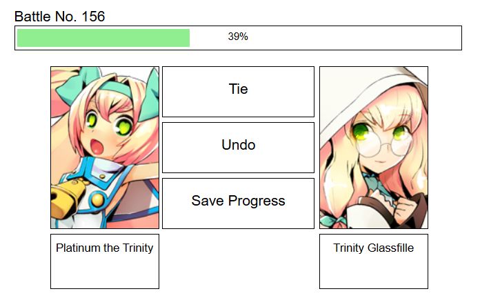 A print from the BlazBlue Character Sorter, where I can't decide which is better between Platinum the Trinity and Trinity Glassfille.