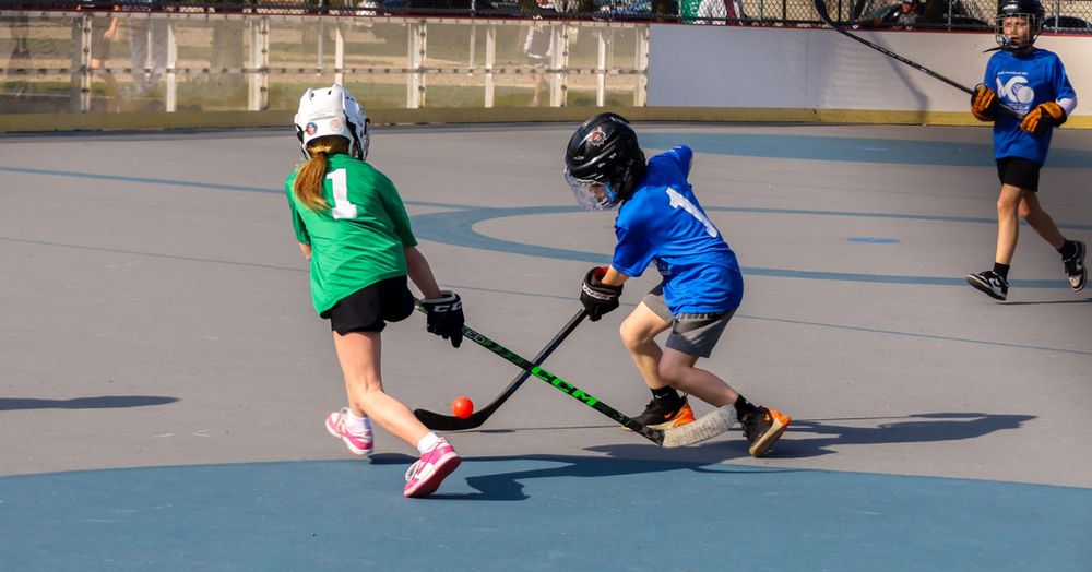 Young athletes play Street Hockey