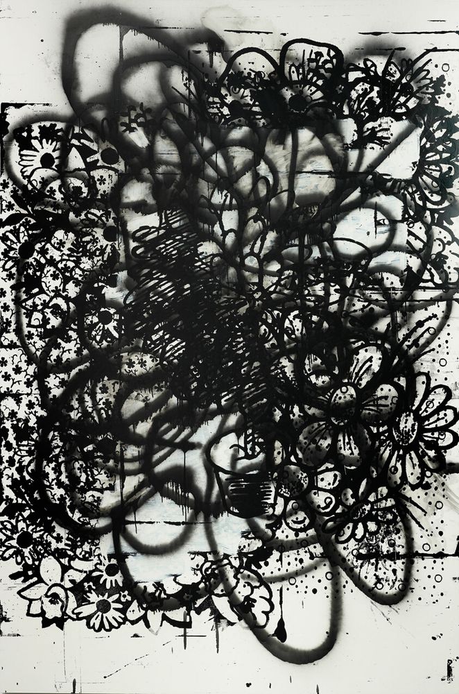 Christopher Wool
American, born 1955, Maggie's Brain, A work made of enamel on aluminum.