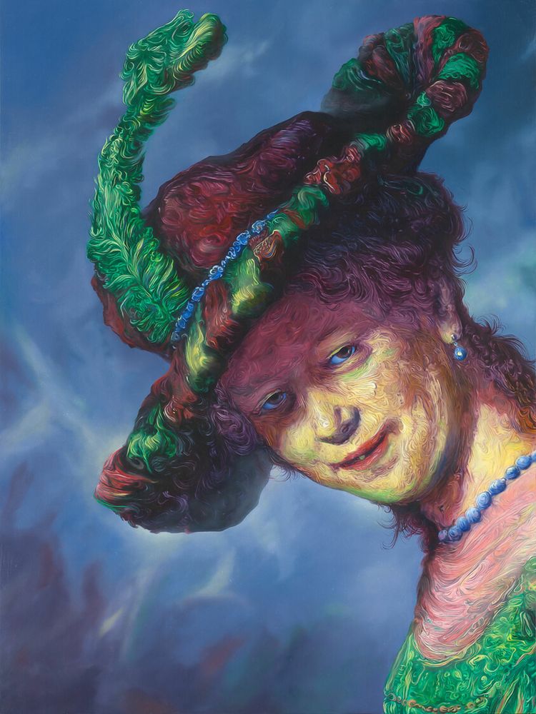 Glenn Brown
English, born 1966, Dark Star, A work made of oil on panel.