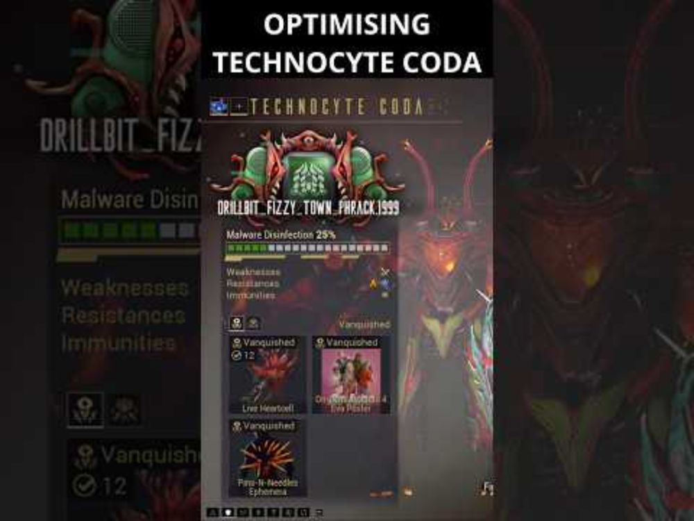 Optimise the Technocyte Coda for minimum stabs and fastest results! #warframe #coda #1999