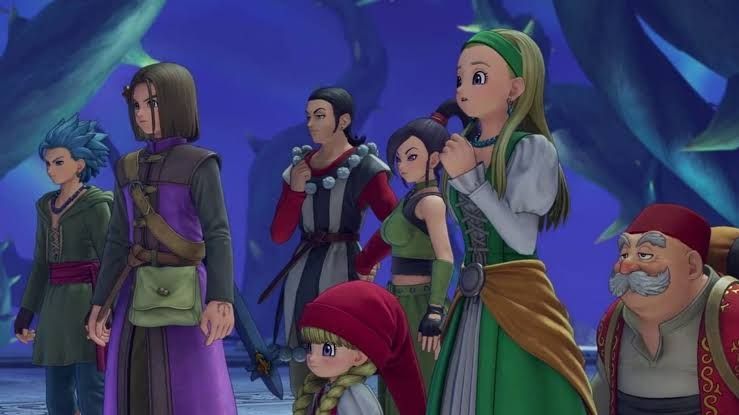 The party of Dragon Quest 11 in a realm full of thorns.
