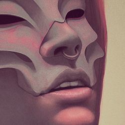 Close up of a pair of lips of a digital drawing 