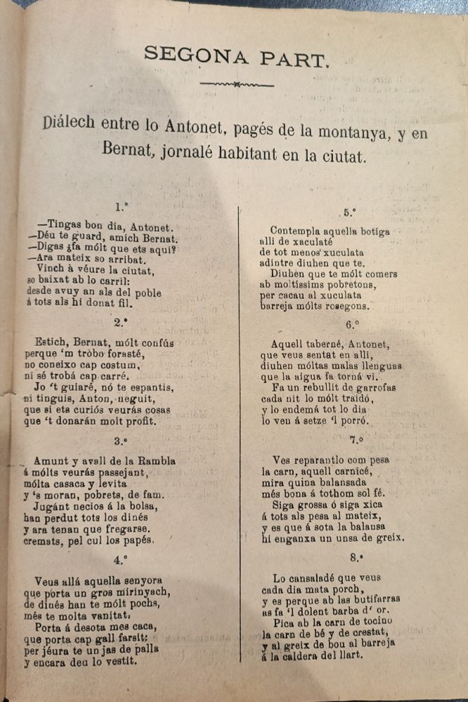Dialech entre lo antonet, Pagés de la montanya y en Bernat jornalé habitant en la ciutat p1