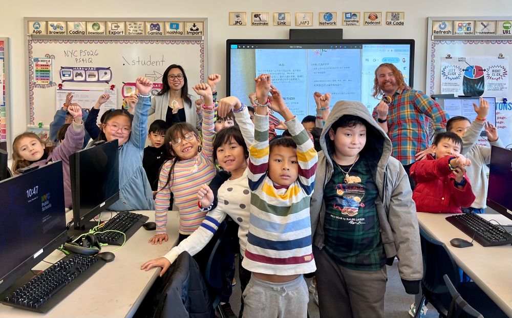 kids and teachers showing off bracelets