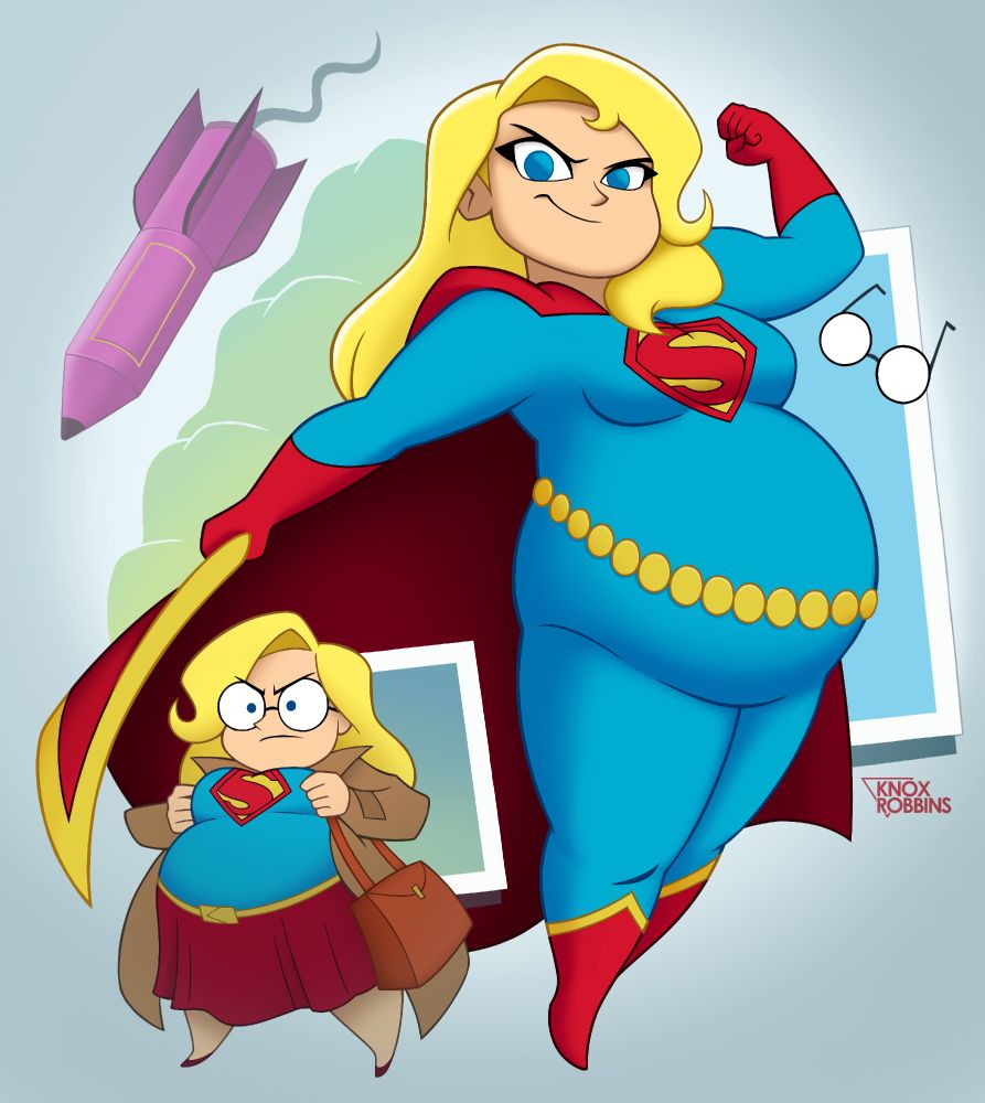(Art from 2021) A chubby Kara Zor-El undresses from her pedestrian trench coat into her Supergirl identity.
