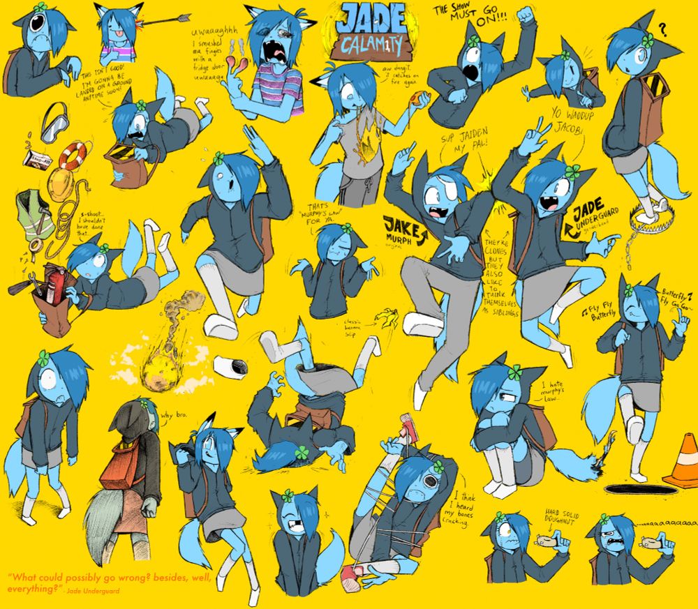 wowieee another character doodles, people is getting reaaaaal sleepy if i post another one. I also forgot to post this one as well. I guess its cuz there’s nothing interesting goin’ on bluesky lately. (as well as twitter)

but anyways, Jade is a female version of my character “Jake Murph”
same bad luck as the original one.
Jake and Jade couldn’t catch a damn break, man…