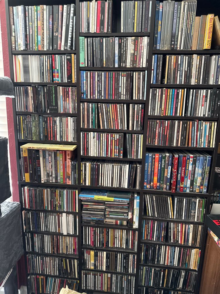 CD/DVD shelving full of media