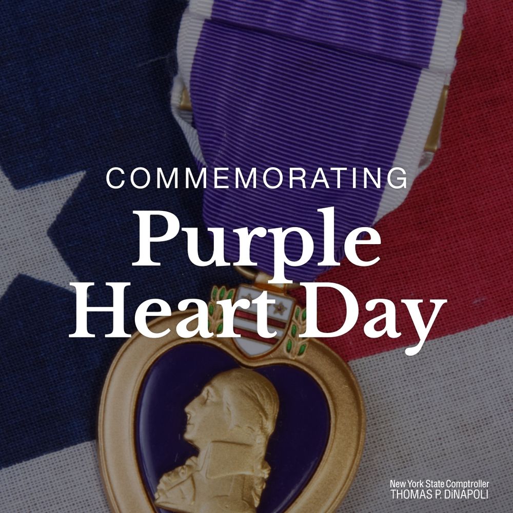 Image of Purple Heart with headline: "Commemorating Purple Heart Day."