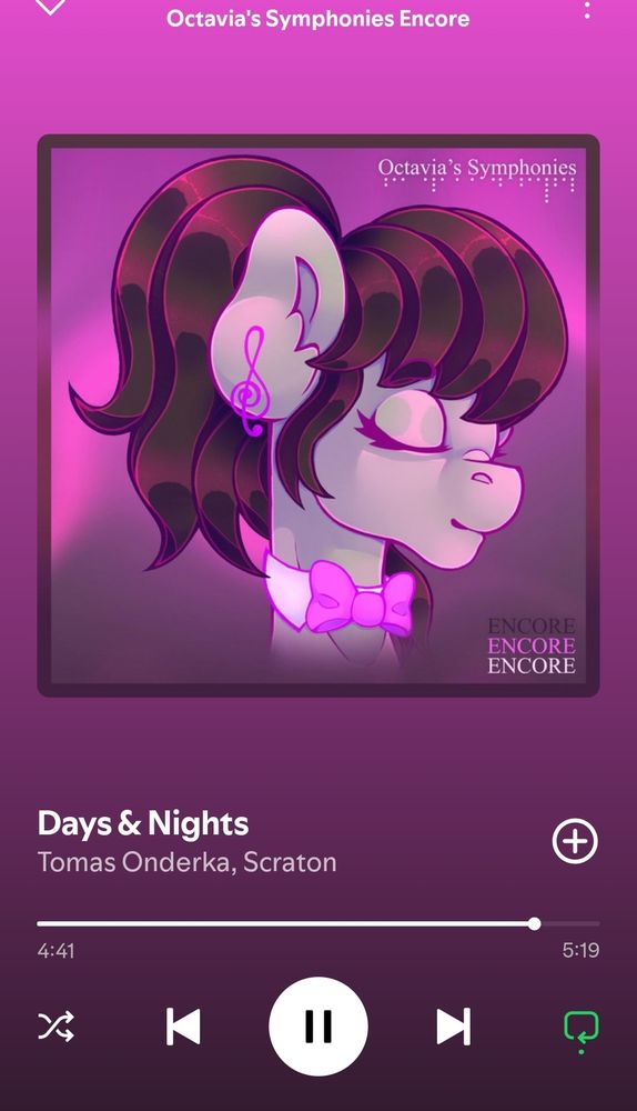 Spotify showing days and nights from octavia's Symphonies by scraton