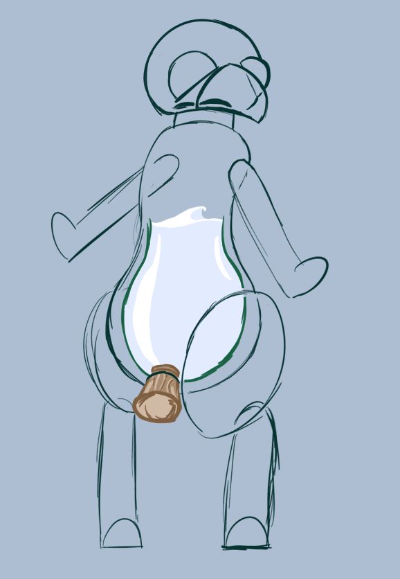 rosie as a girl shaped bottle full of.... sloshing white liquid~