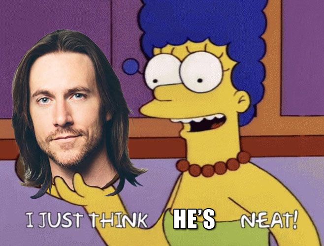 Marge simpson potatoe meme but instead its matt mercers head in her hand, and she is saying, "i just think He's neat!" Theo made the image.