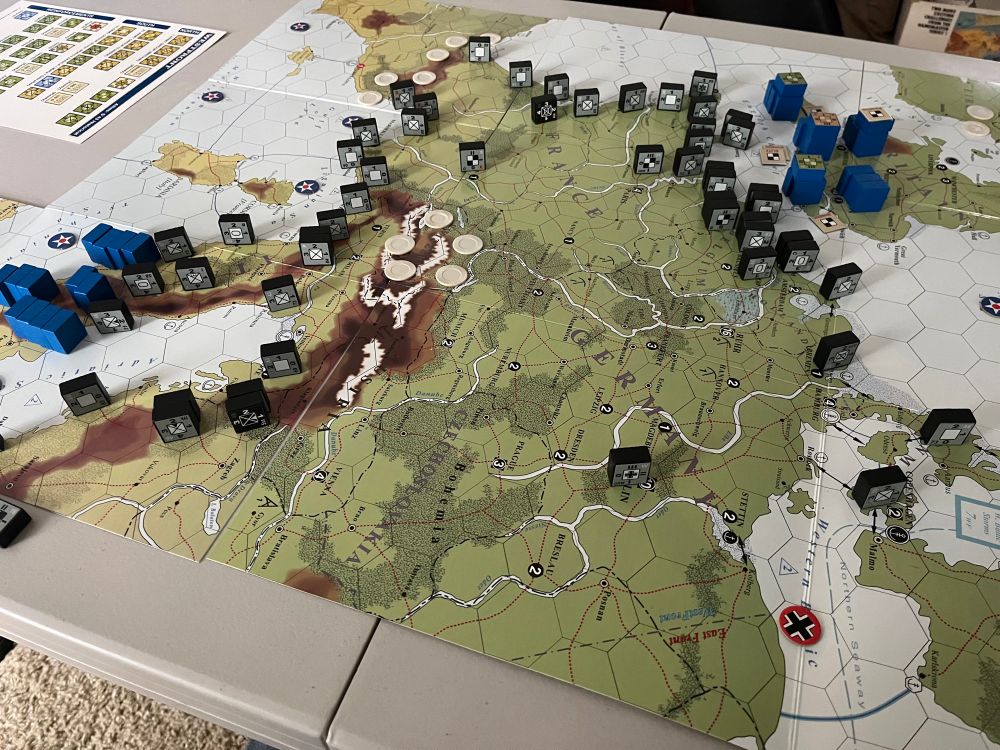 View of Columbia Games’ West Front, from German view, at start of June 1944 scenario