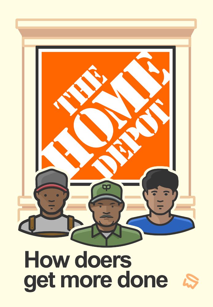 a parody of a Home Depot ad with vector images of Day Laborers looking for work under the store sign over their slogan reading “How doers get more done”