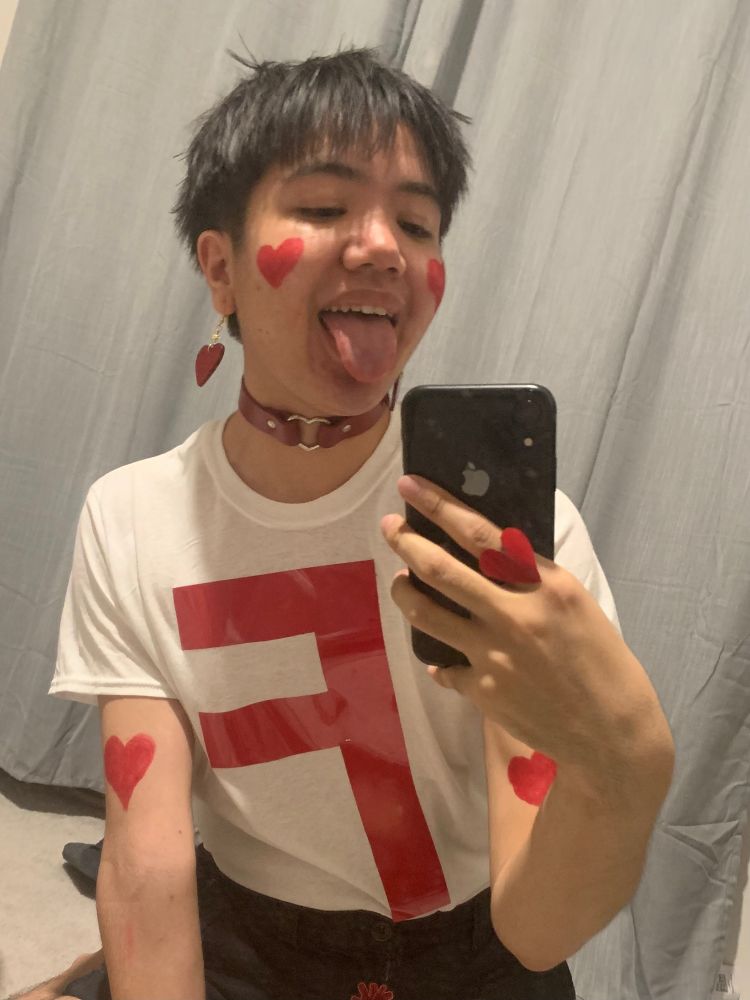 another mirror selfie but i’m sticking my tongue out to be goofy