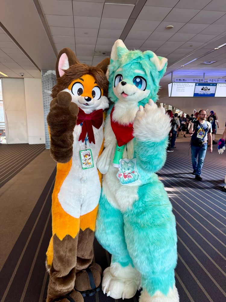 two fursuiters flipping you off