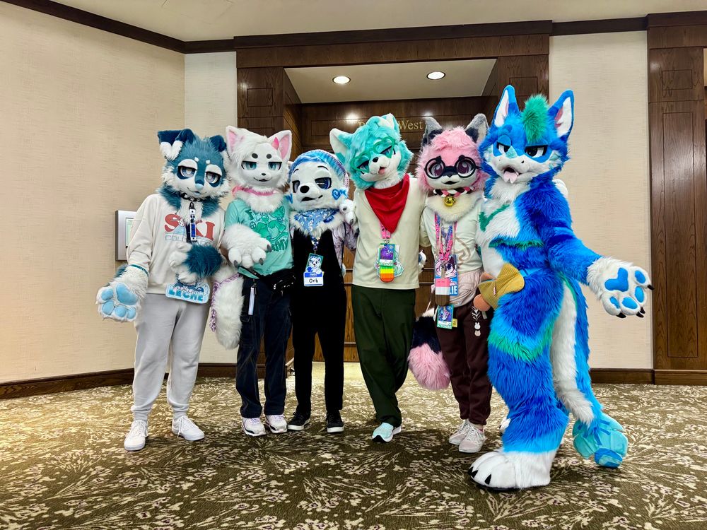 6 fursuiters posing