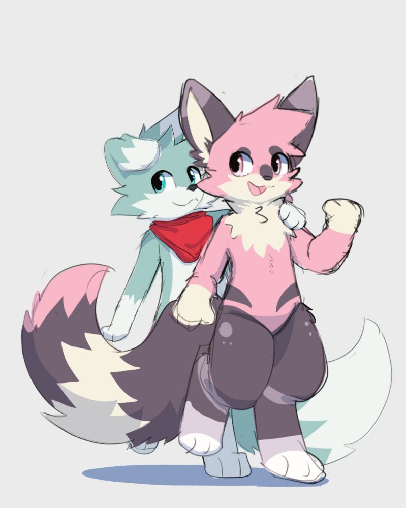mint dog and pink cat artwork