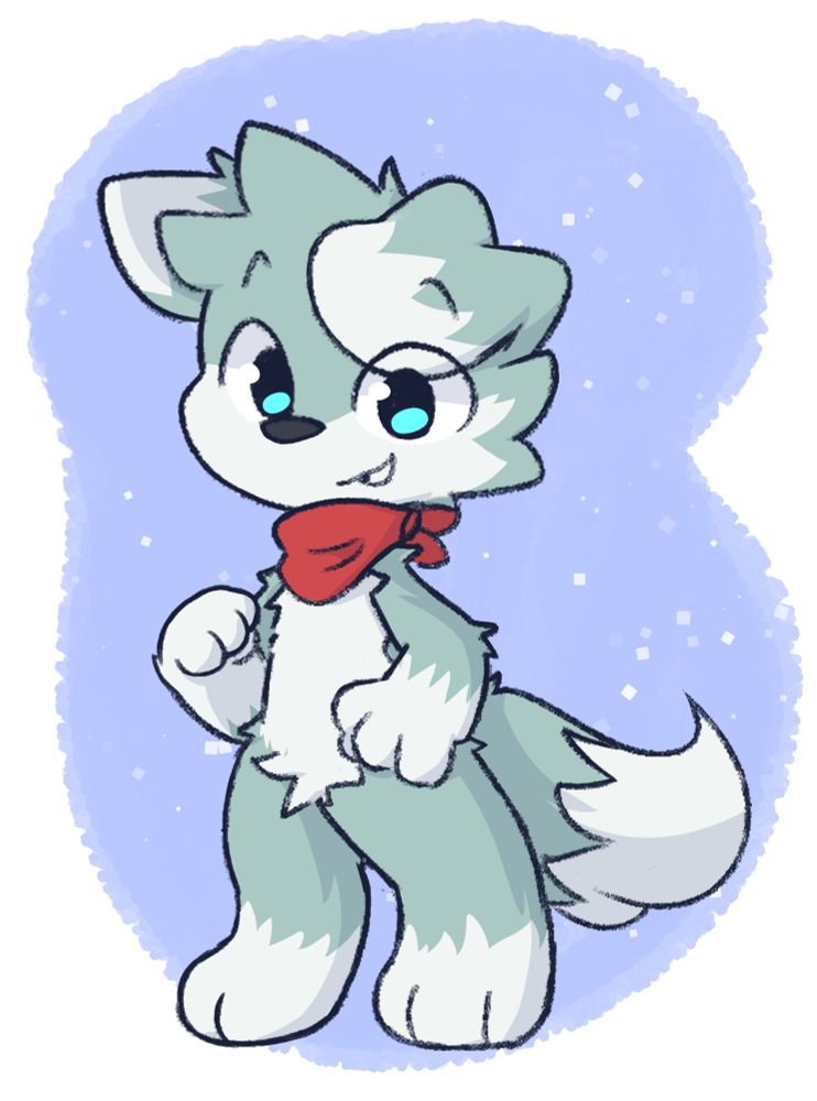 mint dog with a red handkerchief furry art