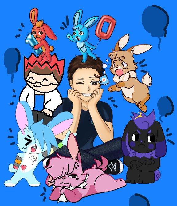 Jerod and Chatia and the rabbits, Frost and Flame have a 1 and a 0 balloon.