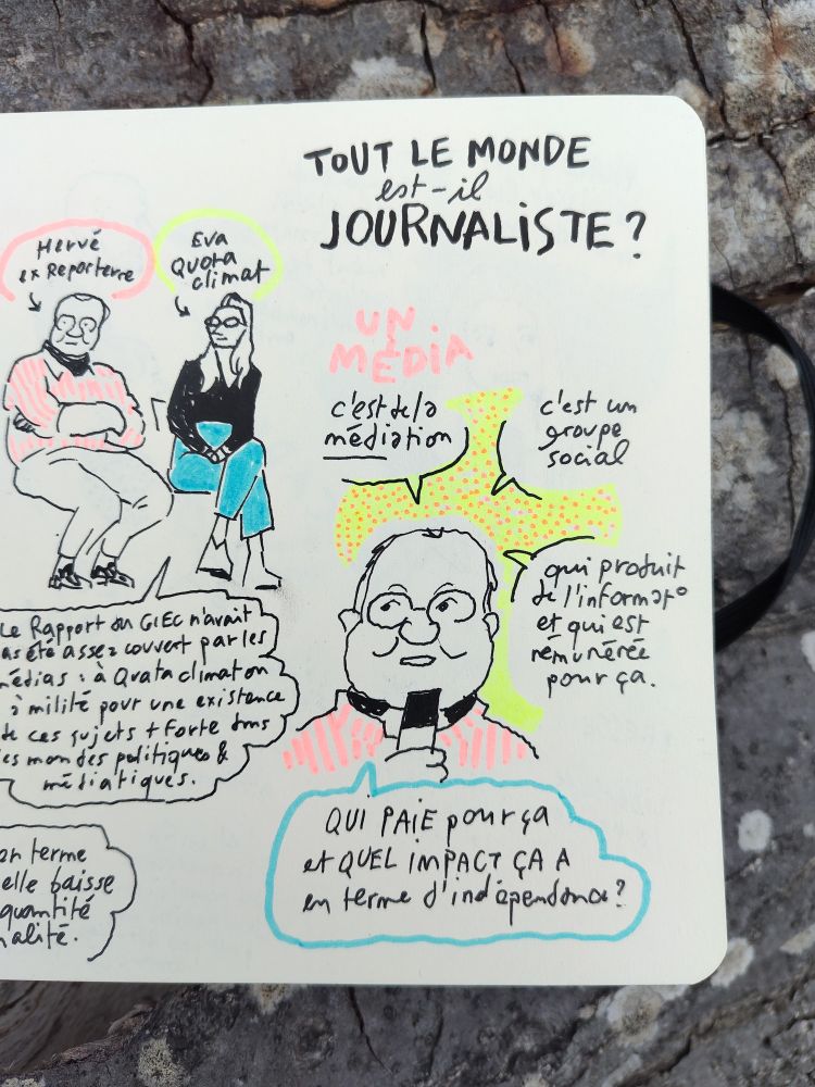Dessins et citations d'après la conference "climat, quels enjeux pour les médias?" Tout le monde est-il journaliste?