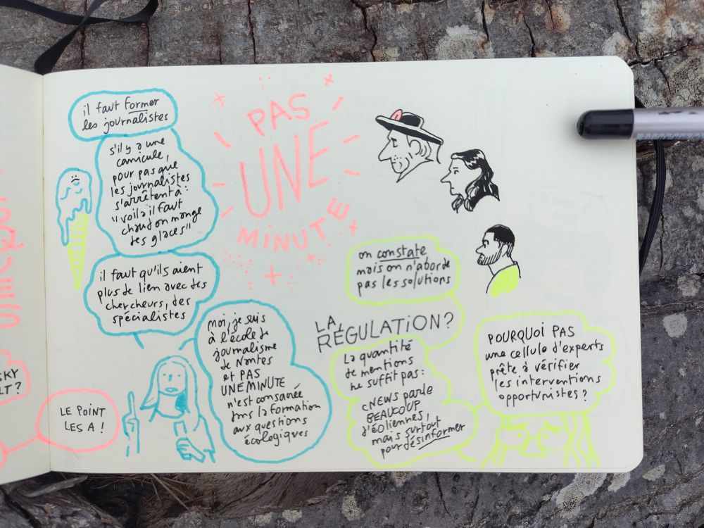Dessins et citations d'après la conference "climat, quels enjeux pour les médias?" - quelle formation des journalistes et quelle régulation contre les desinformateurs?
