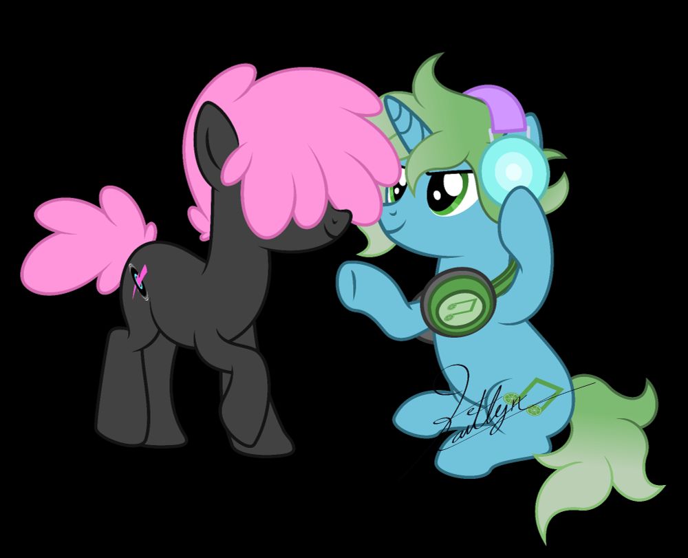 Echo Wave standing next to Lime Time who's listening to music on Echo's headphones.

Lime Time says "Sick." and Echo Responds "Right?"