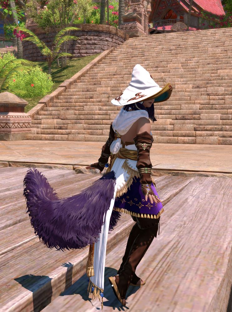 A screenshot of Sierra showing off her tail! Here she's twirling and it curls behind her.