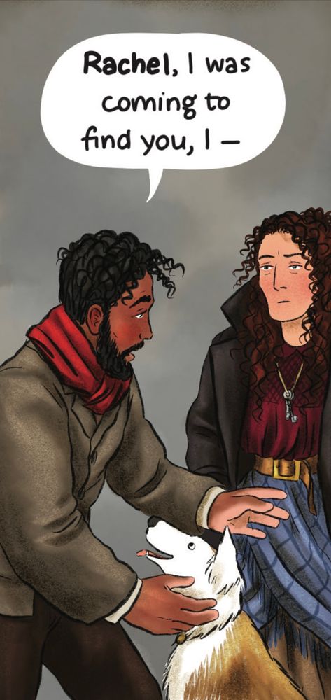 Jack says “Rachel, I was coming to find you, I —“
Jip greets him enthusiastically 