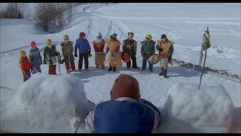 The kids & the massive snow fort from The Dog Who Stopped the War