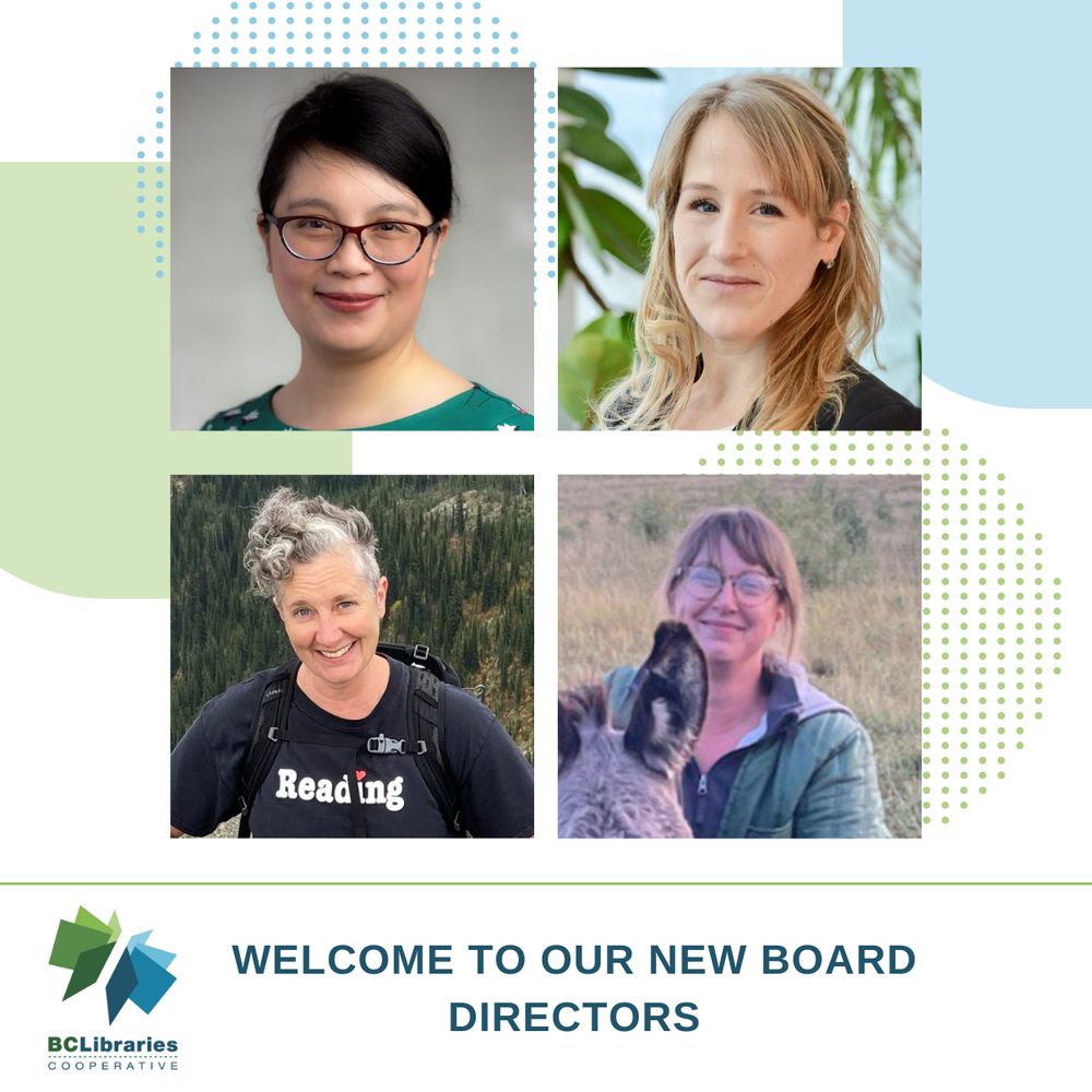 Welcome to our new Board Directors. BC Libraries Co-op logo.