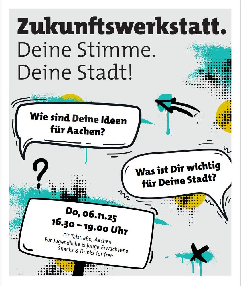 Plakat der Zukunftswerkstatt für Jugendliche in Aachen am 6.11.25