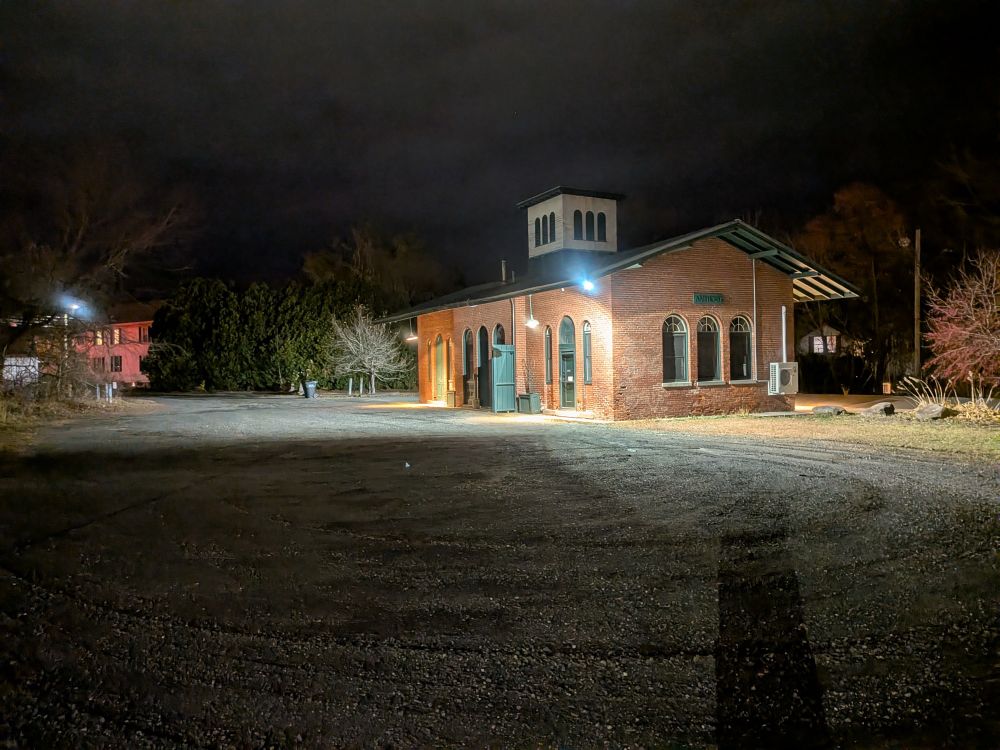 An old small New England town train station, built in 1853 and no longer in use.