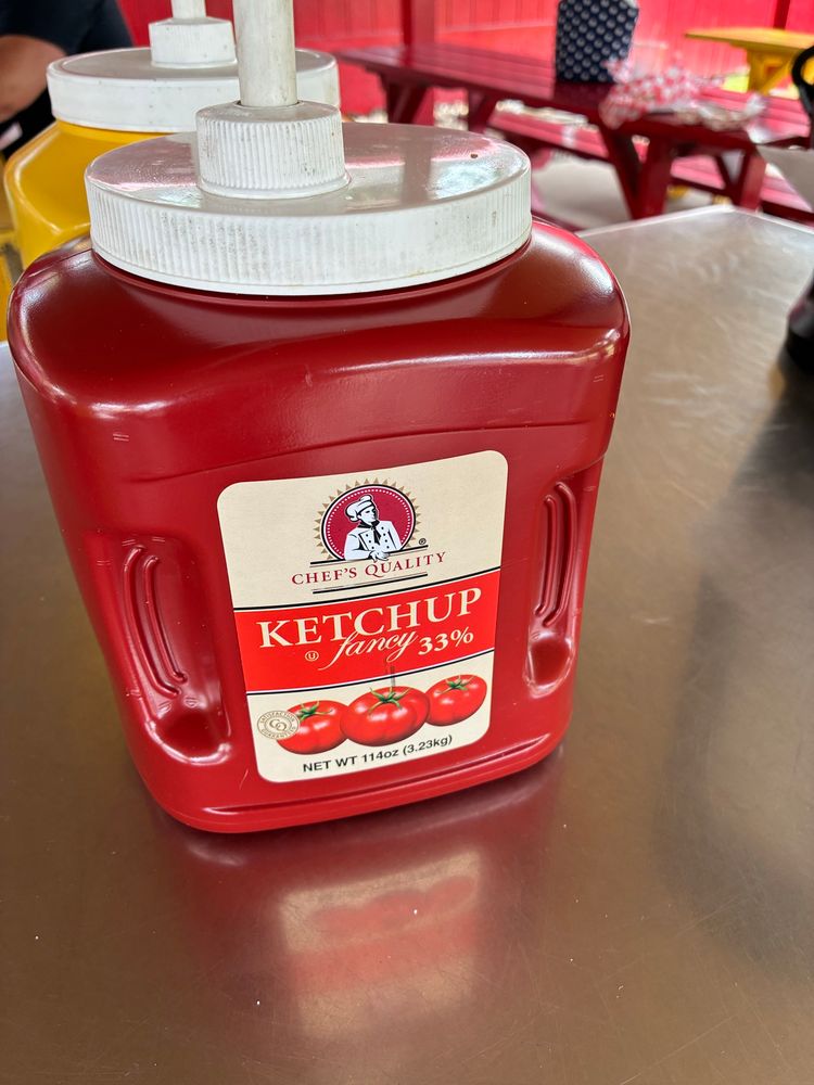 Bottle of ketchup labeled “33%”