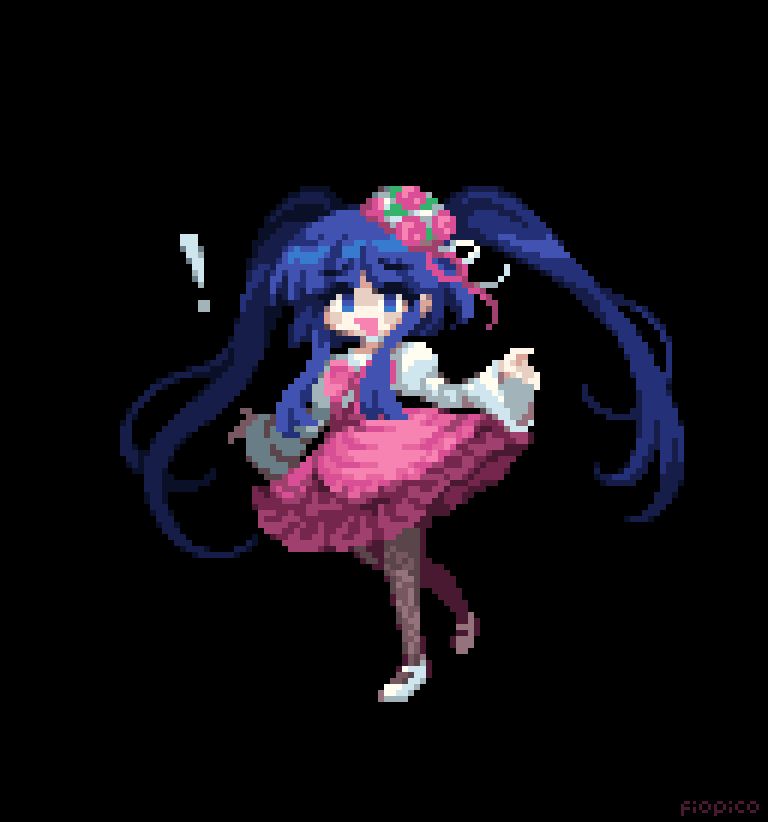 Pixel art drawing of Furudo Erika from the game Umineko no Naku Koro Ni in a shrugging pose.