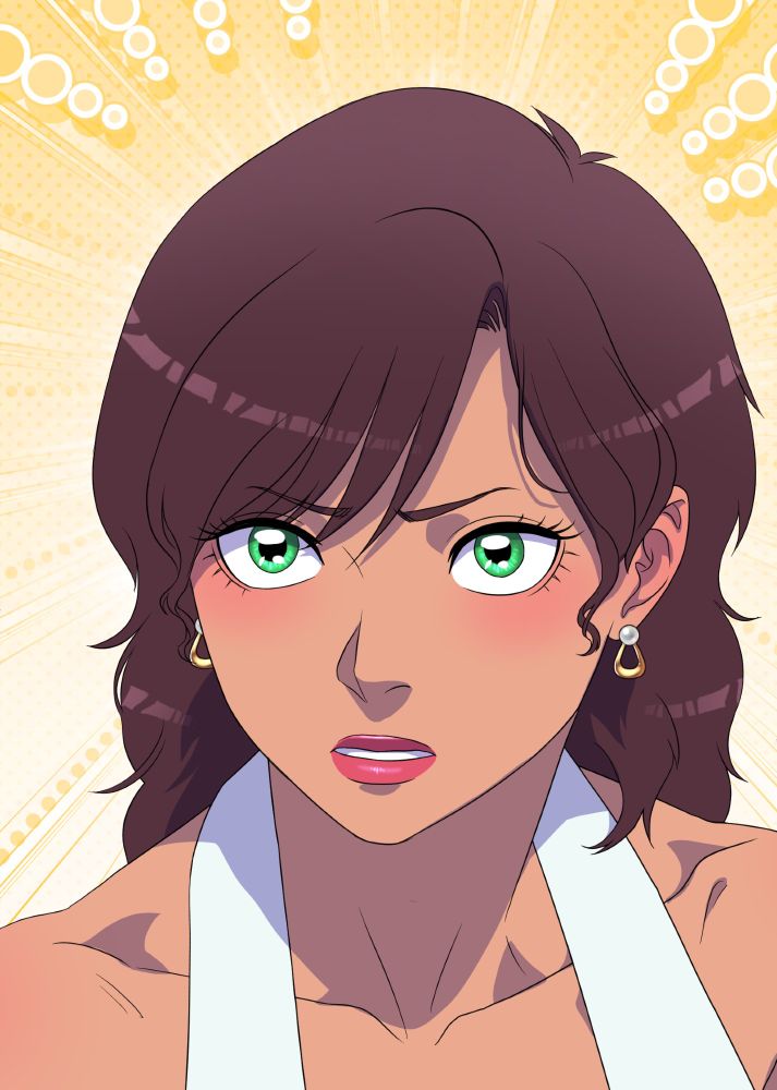 Amarysa Ember looks forward with a serious, attentive expression.