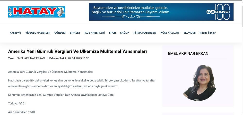Amerika Yeni Gümrük Vergileri Ve Ülkemize Muhtemel Yansımaları

Hadi biraz dış politik gelişmeleri konuşalım bu konu ile alakalı elbette tabi ki birçok yazı okudum. Taraftar ve taraftar olmayanların görüşlerine baktım ve anlayabildiğim kadarını sizlerle paylaşmak isterim.

YAZIMIN DEVAMINI Aşağıdaki Linkten Okuyabilirsiniz. 
hataygazetesi.com/yazar/emel-akp…