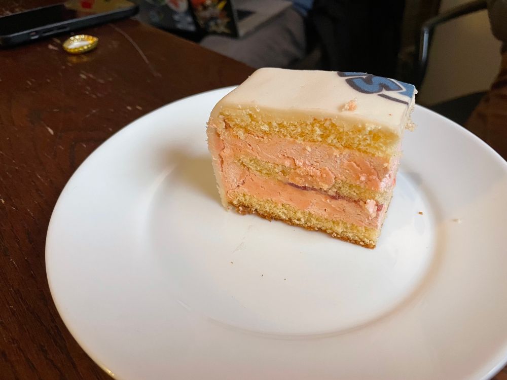 Piece of cake on a plate