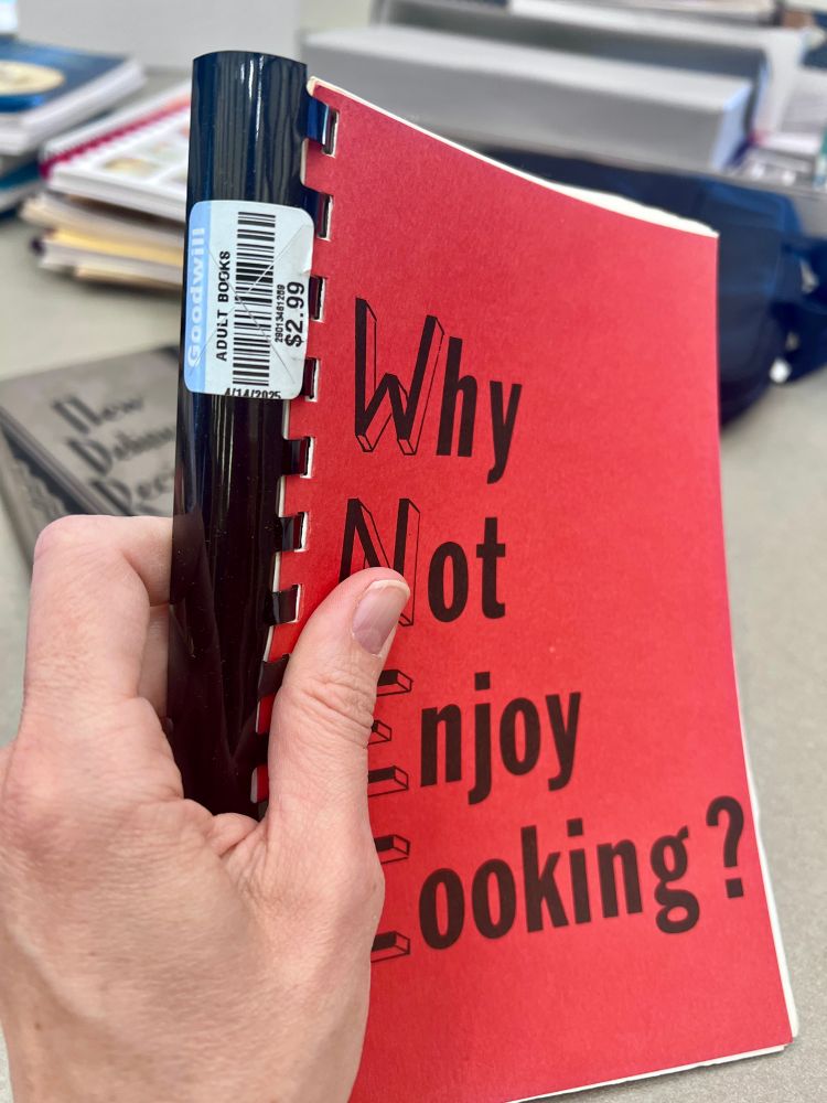 Same cookbook revealing $2.99 Goodwill Adult Books sticker 