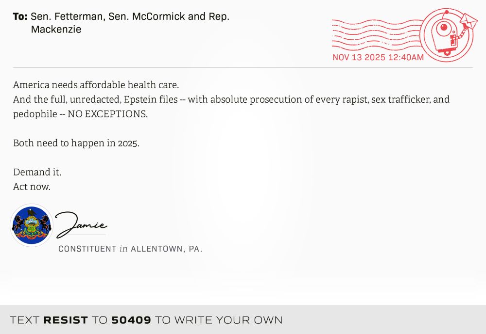 America needs affordable health care.
And the full, unredacted, Epstein files -- with absolute prosecution of every rapist, sex trafficker, and pedophile -- NO EXCEPTIONS. 

Both need to happen in 2025. 

Demand it. 
Act now.